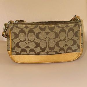 Authentic vintage Coach Signature Demi mini Pouch Hand Bag Canvas Leather